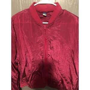 Old Navy y2K Quick Dry Bomber Jacket Burgundy Lightweight Casual Zip Up Size S